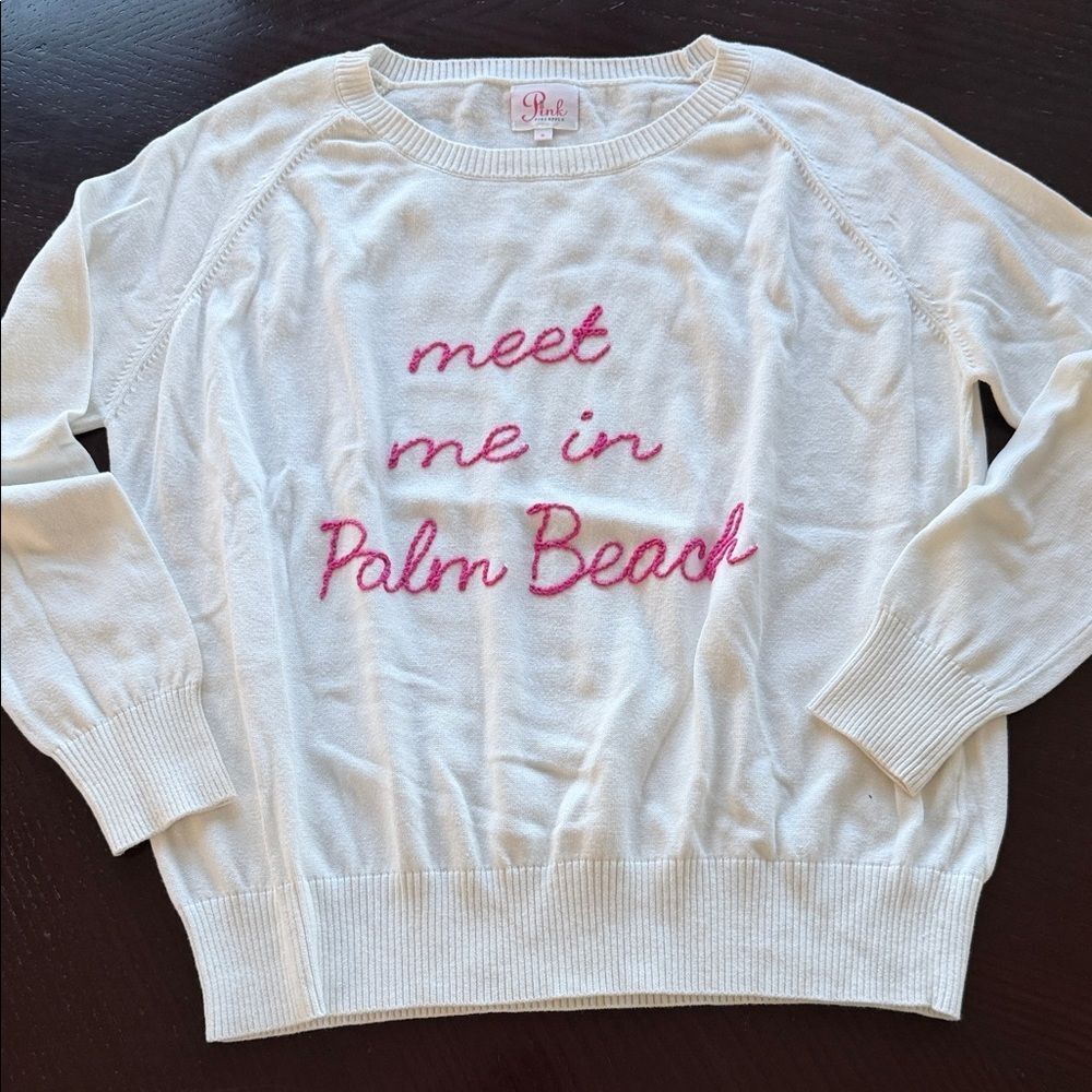 Pink Pineapple Cream Sweater with Pink Embroidery